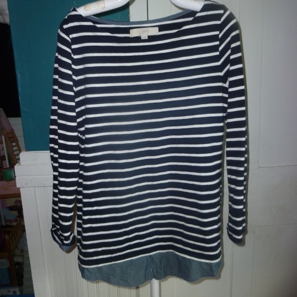 LOFT Tops - Loft blue whiet stripped shirt XS